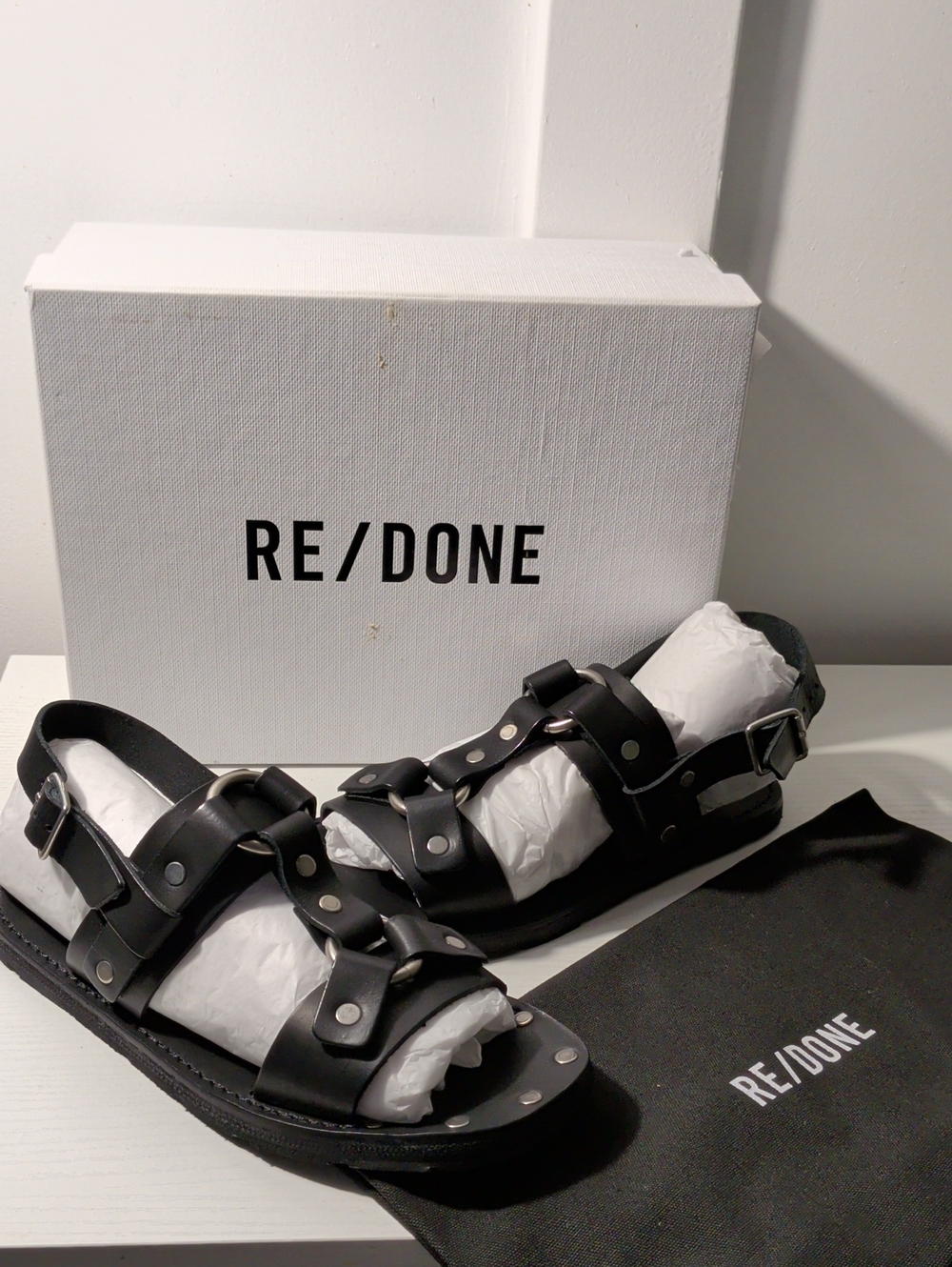 RE/DONE NIB 39 Leather Studded Sandals